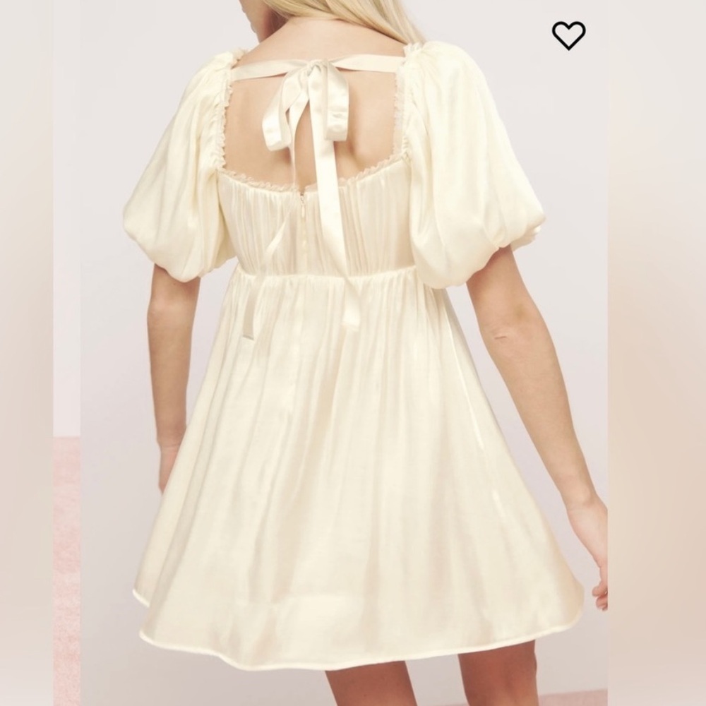 Reformation Aviary Dress Ivory Cream Puff Sleeve Mini Babydoll Coquette 2 - Picture 2 of 9